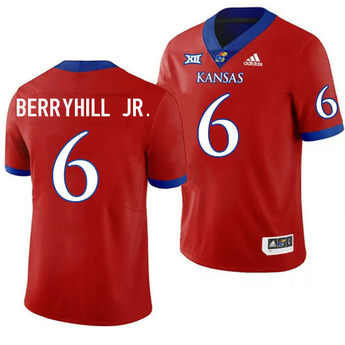 Men #6 Taiwan Berryhill Jr. Kansas Jayhawks College Football Jerseys Stitched Sale-Red
